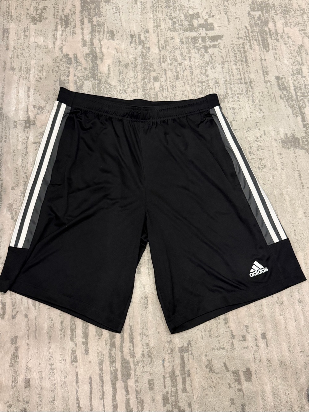 New Adidas Men’s Black Athletic Shorts with Side Stripes and gray sides